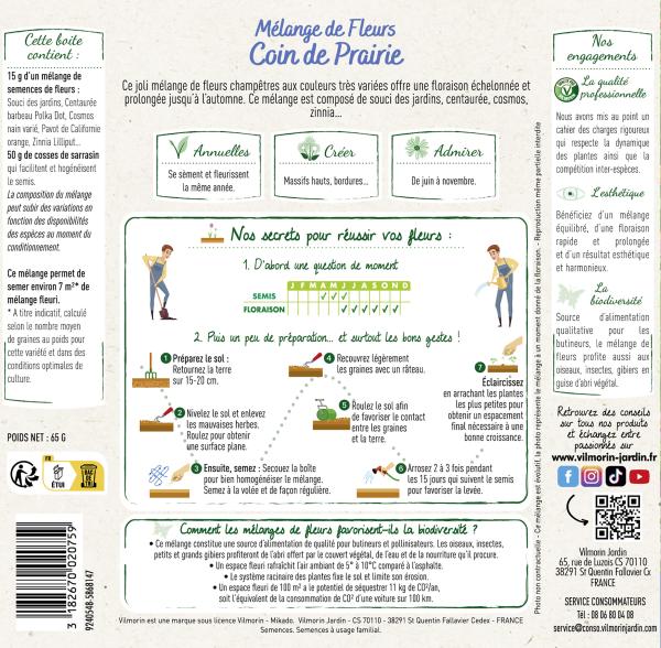 Mélanges de fleurs - Coin de Prairie - 7 m² - Mélange de fleurs - MEDIA_PACKAGING_VERSO